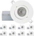 4 Inch Ultra-Thin Adjustable LED Recessed Lighting, 10 Watts, 750lm, Dimmable, 6500K True White, 10 Pack Y21693