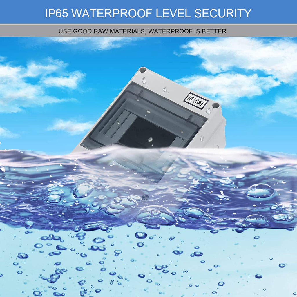 IP65 ABS Transparent Cover Waterproof Electrical Box, 5 Way Din Rail Junction Box H70271