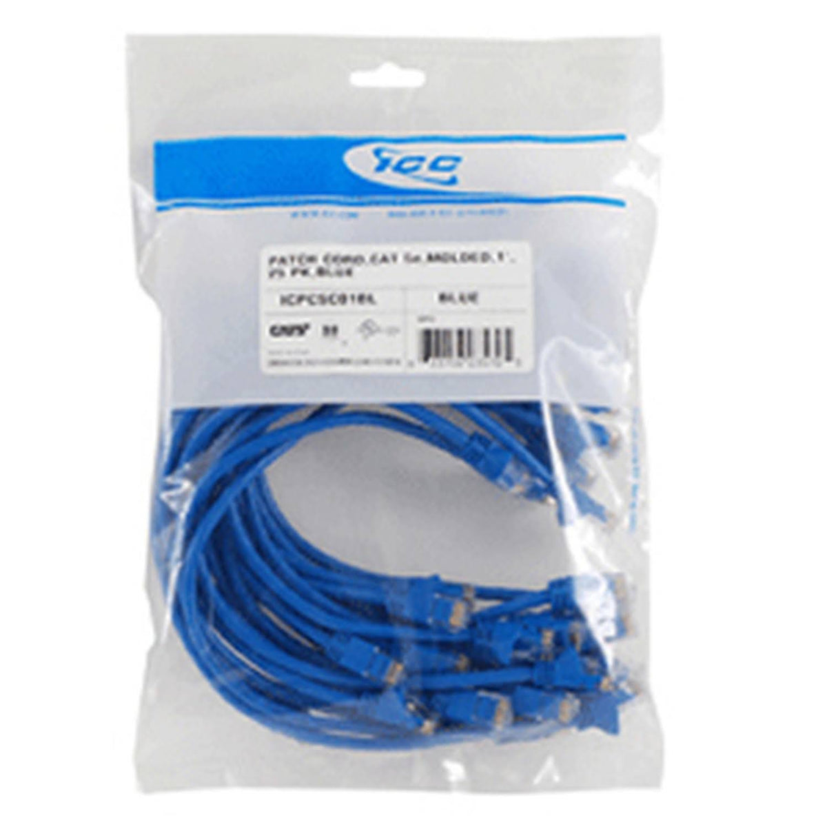 25 Pk Cat 6 Molded 3FT Blue Patch Cord F173073