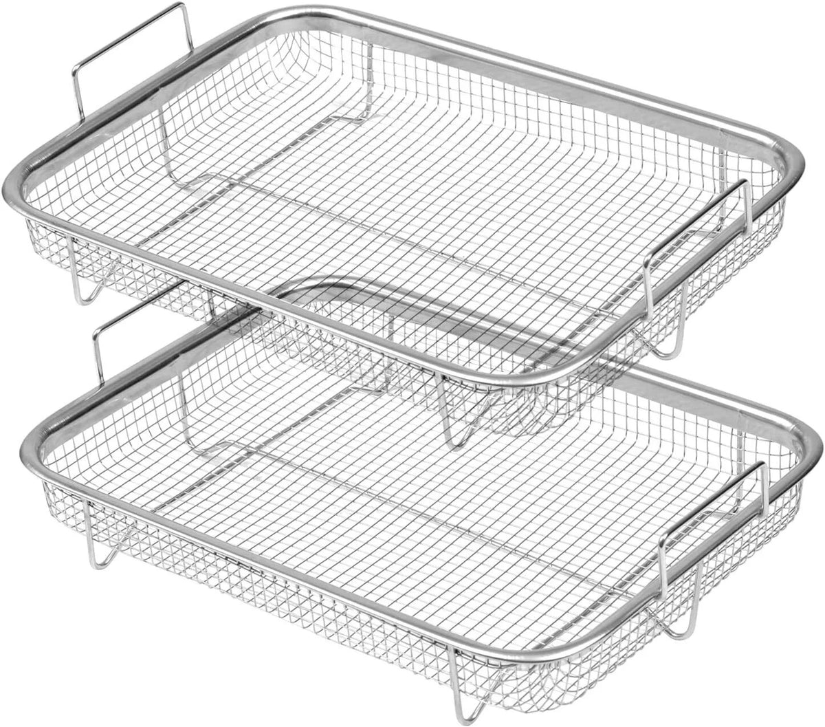 2pc Non-Stick Stainless Steel Air Fryer Basket Y581310