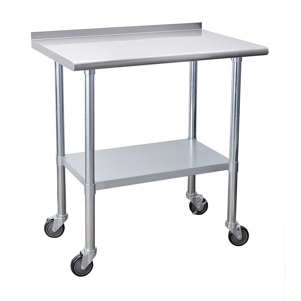Stainless Steel Table 24 x 72 Inches with Caster Wheels and Undershelf I787