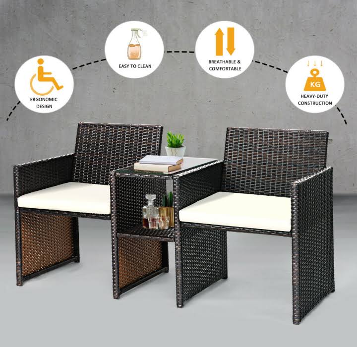 Rattan Loveseat Patio Conversational Set D834