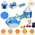 3 in 1 Foldable Kids Play Tent with Storage Bag, Blue K64685
