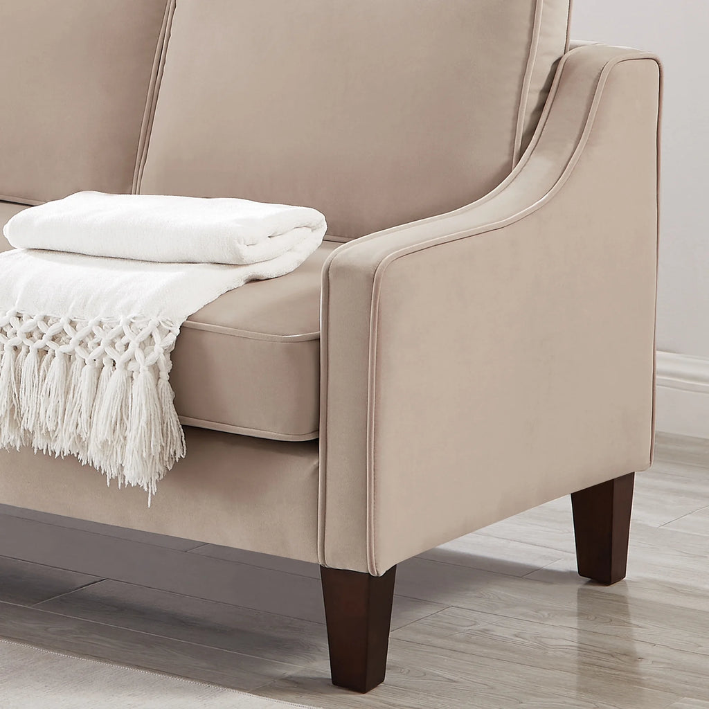 Taupe Velvet 3 Piece 3-Seat Sofa with Removable Cushions D759104