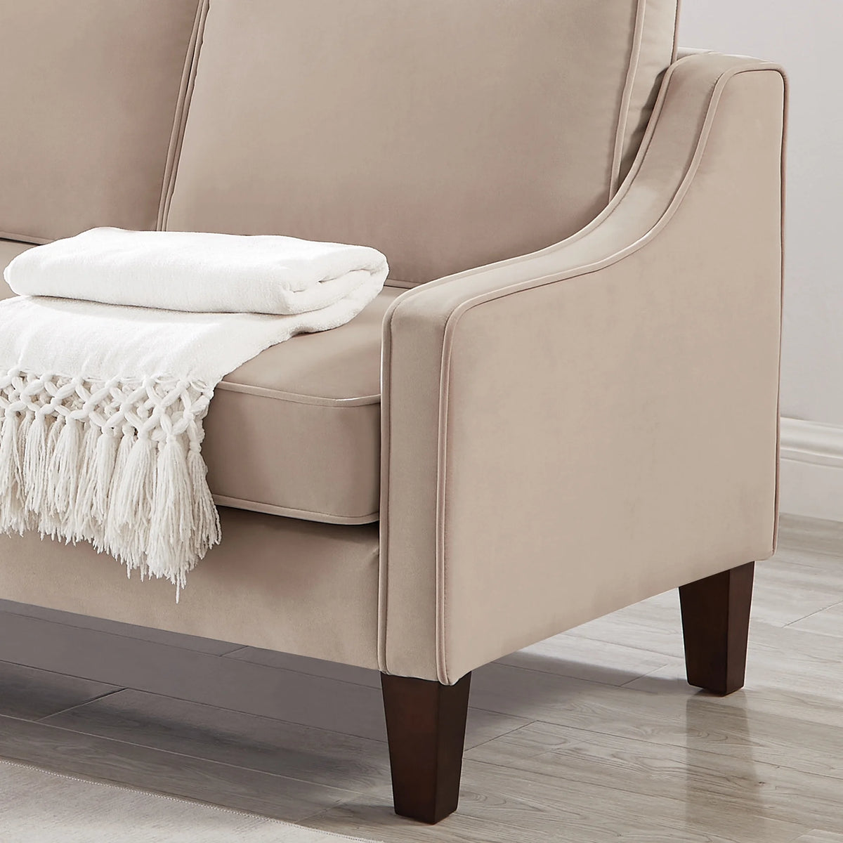 Taupe Velvet 3 Piece 3-Seat Sofa with Removable Cushions D759104