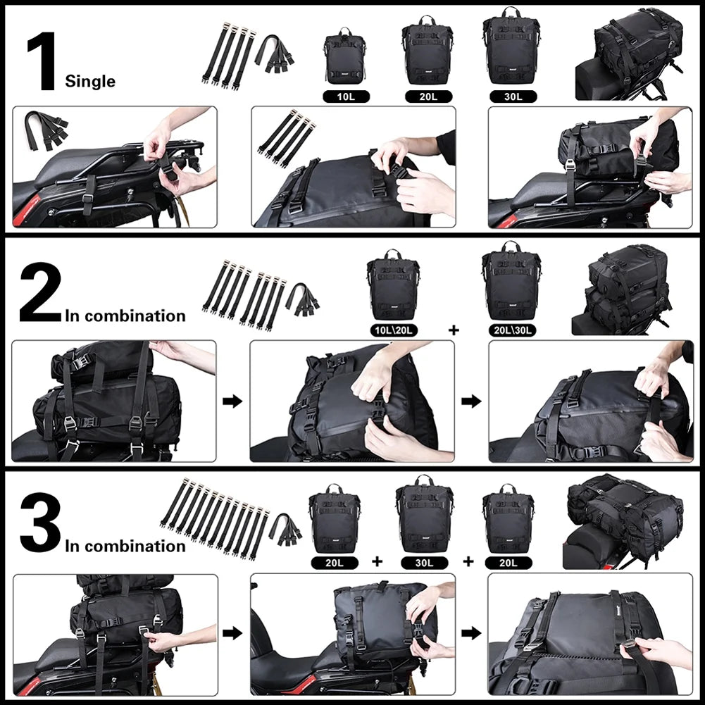 Waterproof Motorcycle Saddle Rack Trunk Luggage Bag H31910