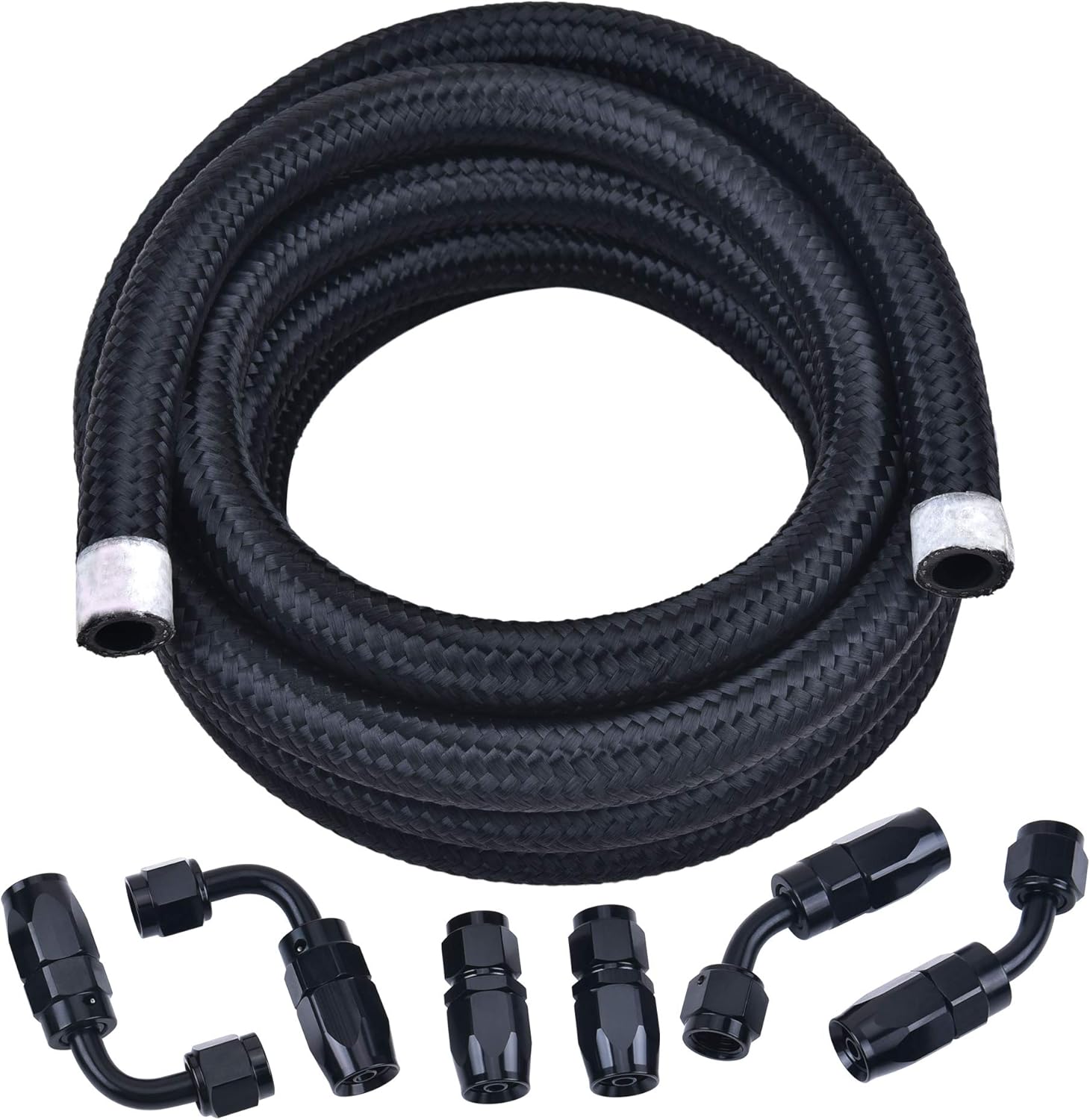 6AN Nylon Braided Fuel Hose Kit 10FT Black&Red Pack of 2 R930039