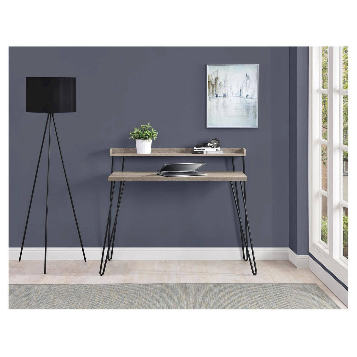 Retro Desk with Riser Sonoma Oak U9871