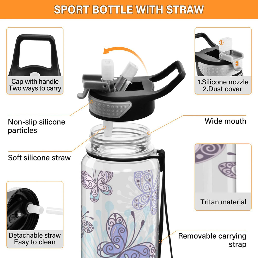 32oz Leakproof Tritan Sports Water Bottle with Straw E9871