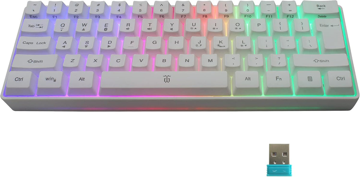 2.4G Wireless Gaming Keyboard and Mouse Combo, Mini 60% Mechanical Feel Keyboard, Ergonomic Wireless Mouse, Pack of 2 T106439
