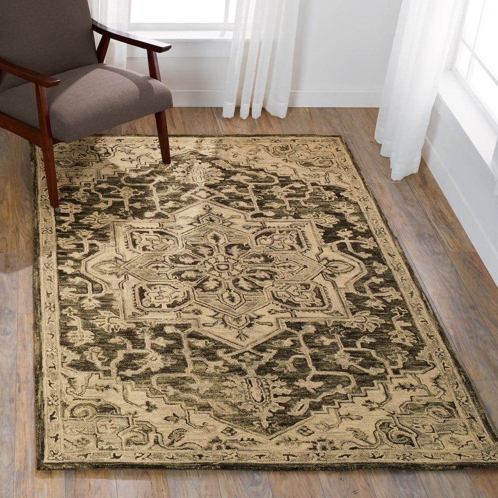 Hand-hooked Wool Star Area Rug Red/Multi 7'9" x 9'9" R831465