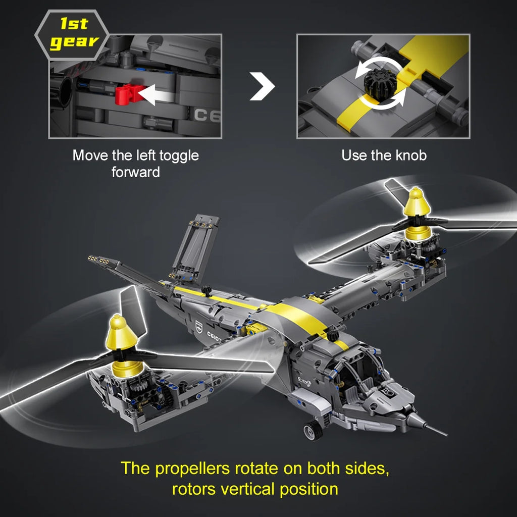 Tiltrotor Aircraft Model Building Block Toy (1424 Pieces) Y5782