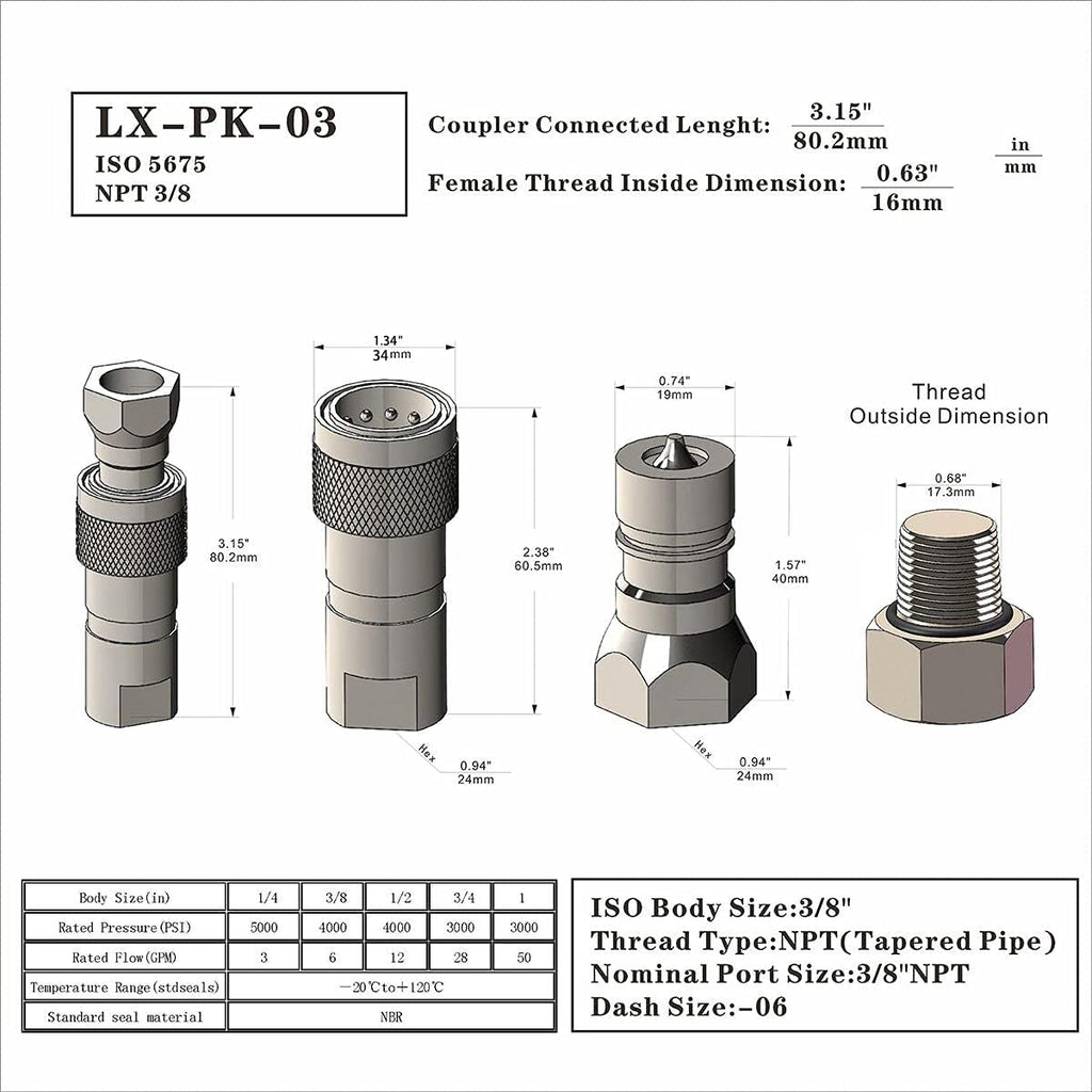 1/2'' Ag ISO5675 Carbon Steel Hydraulic Quick Connect Tractor Coupling with Dust Cap L413