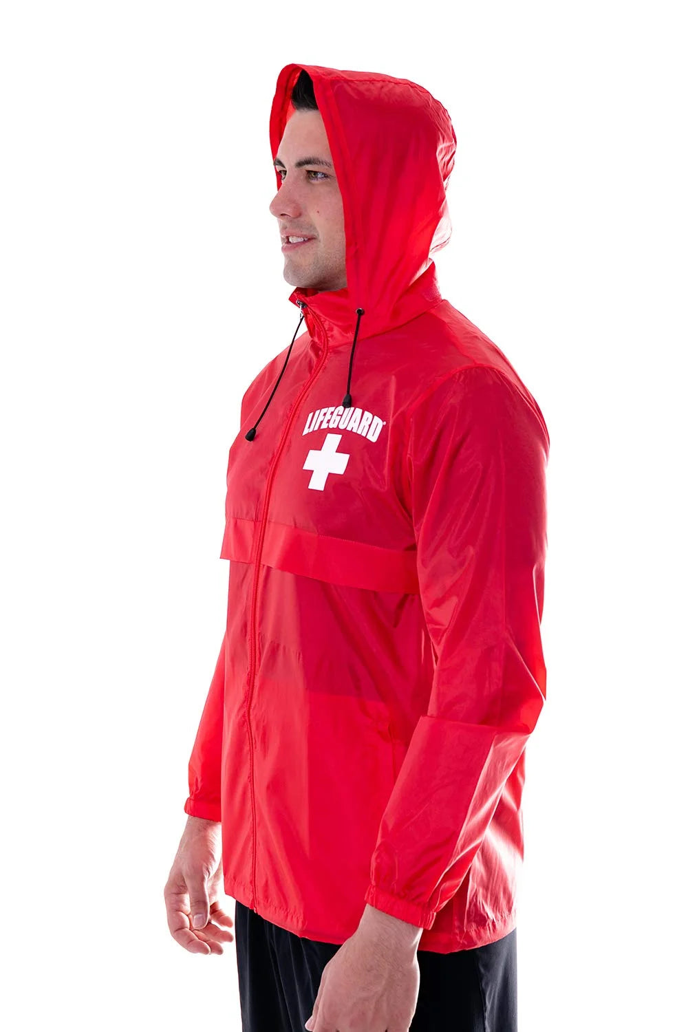 Red Water Resistant Windbreaker Jacket with Hood (L) C453