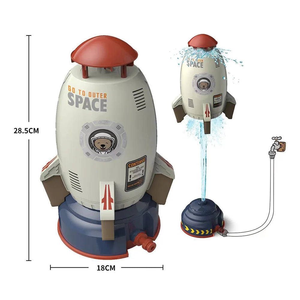 White Plastic Space Rocket Jet Sprinkler I29307