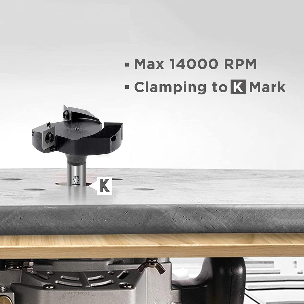 CNC Spoilboard Surfacing Router Bit, 1/2'' Shank, 2-23/64'' Cut Dia, 15/32'' Cut Length, 3 Wings, Carbide, Pack of 2 K312610