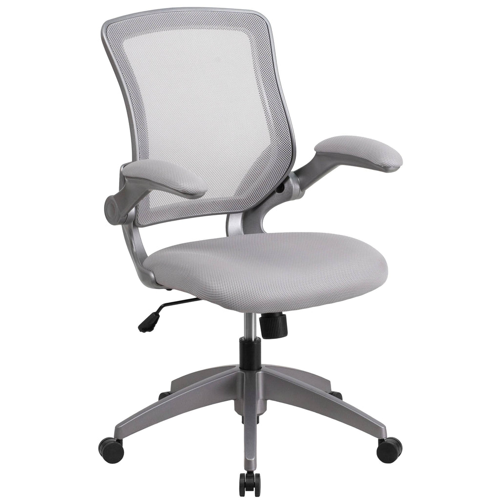 Gray Mesh Swivel Ergonomic Task Office Chair with Flip-Up Arms M397