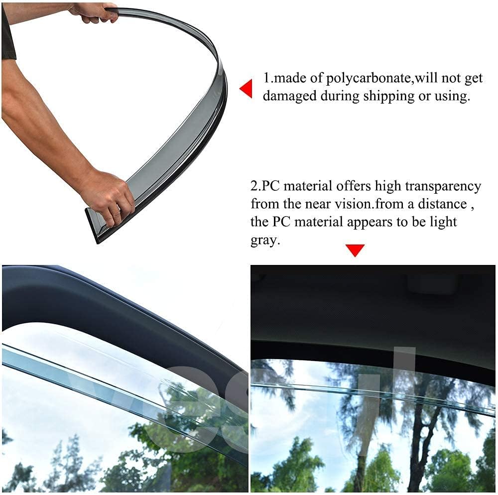Smoke Pack of 2 Stainless Steel Trim Window Visor for Nissan Rogue 2021 2022 N735