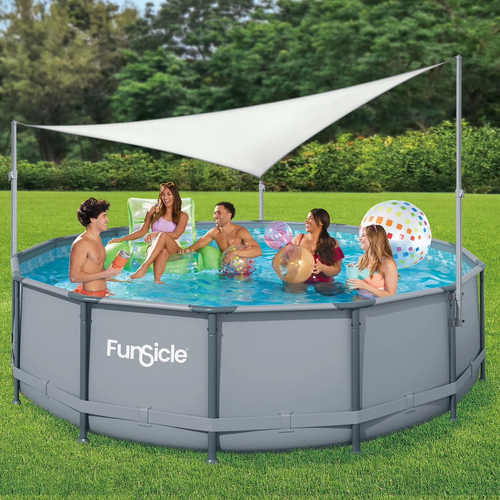 White Triangular Above Ground Swimming Pool Canopy B327