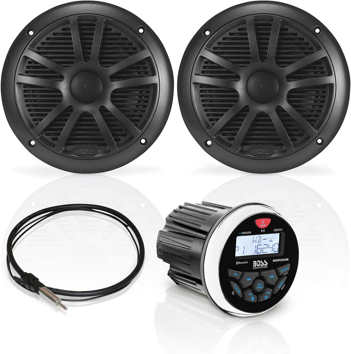 Marine Gauge Receiver and Speaker Package with 6.5 Inch Speakers C579