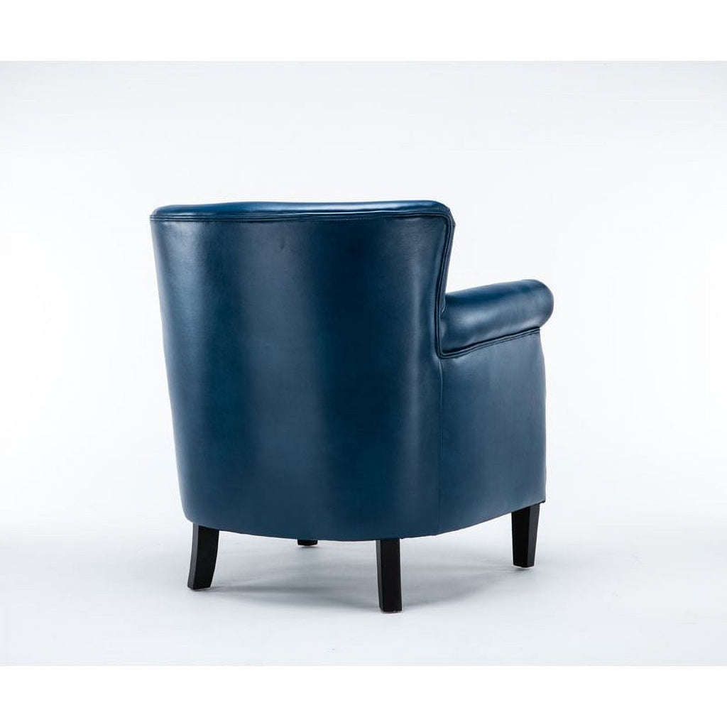 2 Piece Faux Leather Club Accent Chair Set in Navy Blue U758