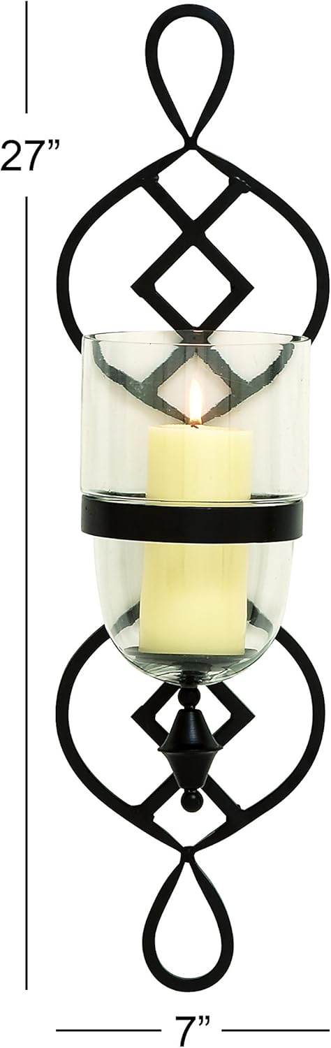 Metal Glass Candle Sconce, 7 by 27-Inch D939748