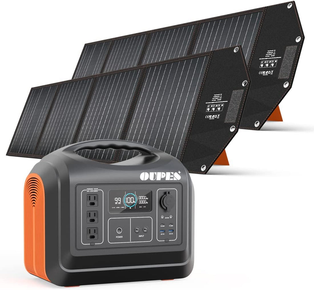 Solar Generator 1800W/1488Wh with 2 X 100W Foldable Solar Panel Portable Power Station LiFePO4 Battery N4511