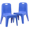 Blue Plastic Stackable School Chair with Carrying Handle, 2 Pack O5155