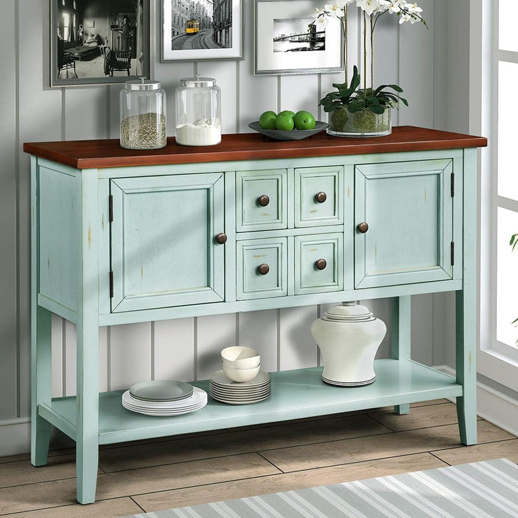Antique Gray Console Sofa Table with Storage Drawers L89082