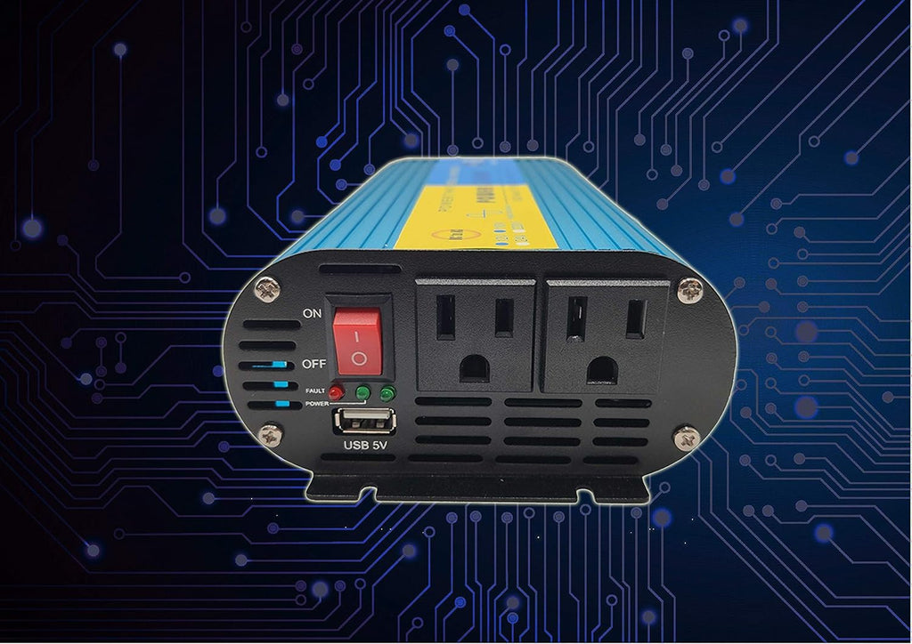 500W Pure Sine Wave Power Inverter DC 12V to AC 110V with 2.1A USB Charging Port and 2 AC Outlets, Pack of 2 F420