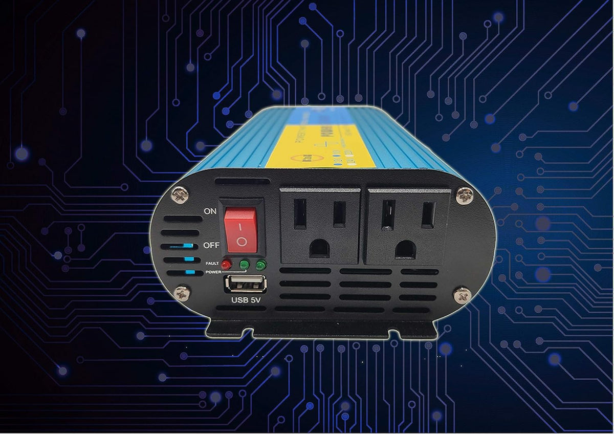 500W Pure Sine Wave Power Inverter DC 12V to AC 110V with 2.1A USB Charging Port and 2 AC Outlets, Pack of 2 F420