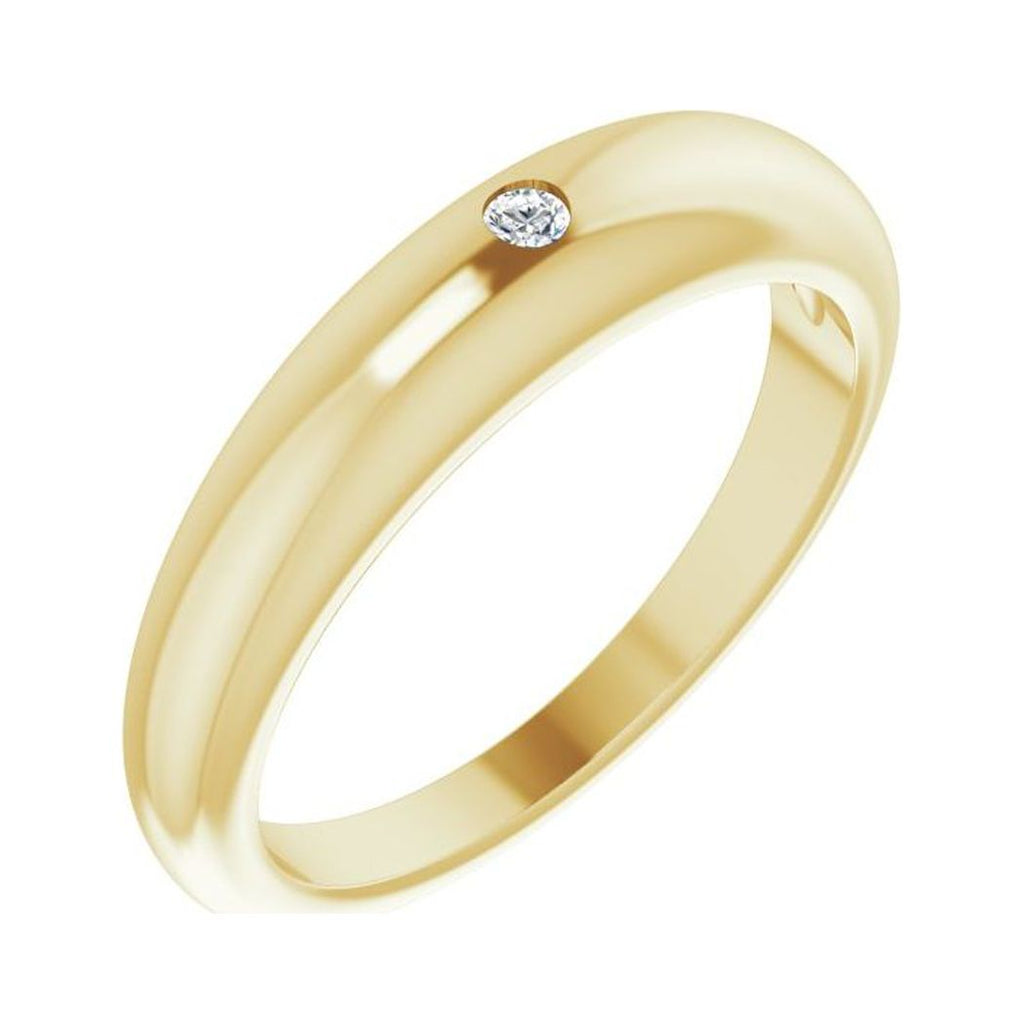 14k Yellow Gold Round 2mm Polished .03 Carat Diamond Petite Dome Ring Size 7 T992