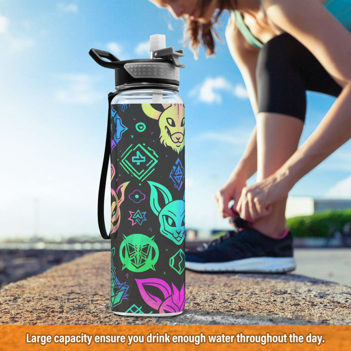 Purple 32oz Tritan Sports Water Bottle with Straw W635398