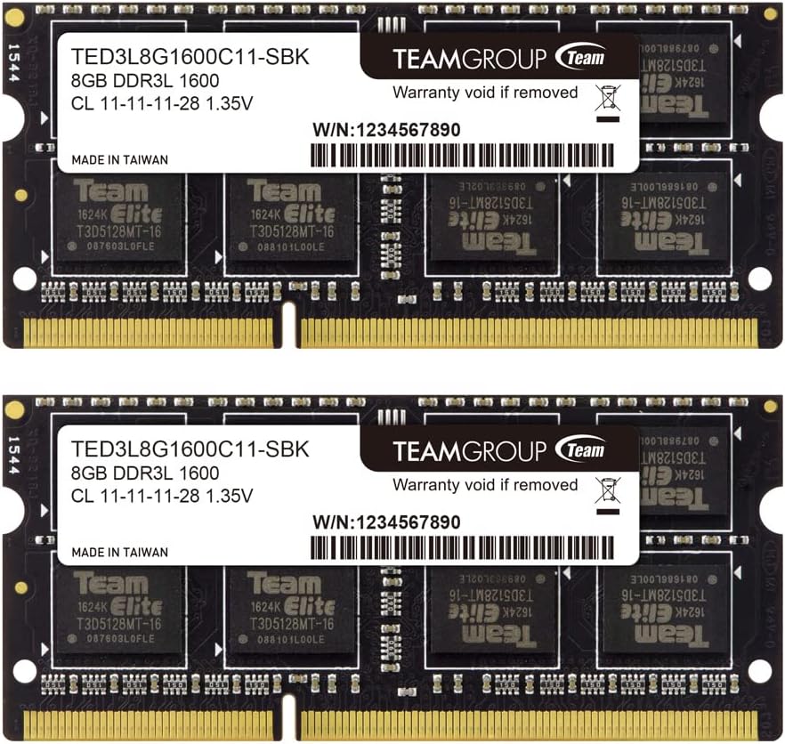 DDR3L 16GB Kit (2 x 8GB) 1600MHz PC3-12800 CL11 SODIMM 204-Pin Laptop Memory Module X2589
