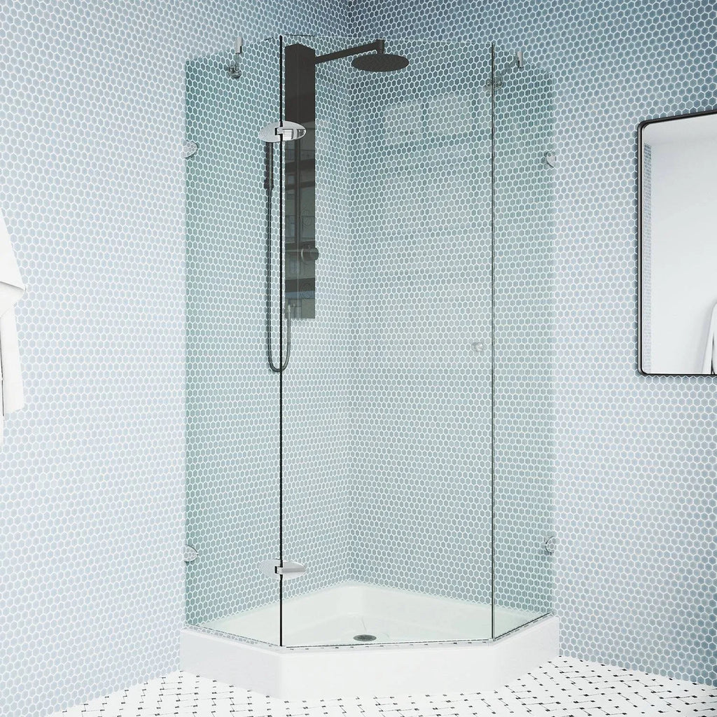 Frameless Neo-Angle Shower Enclosure with Base M159297