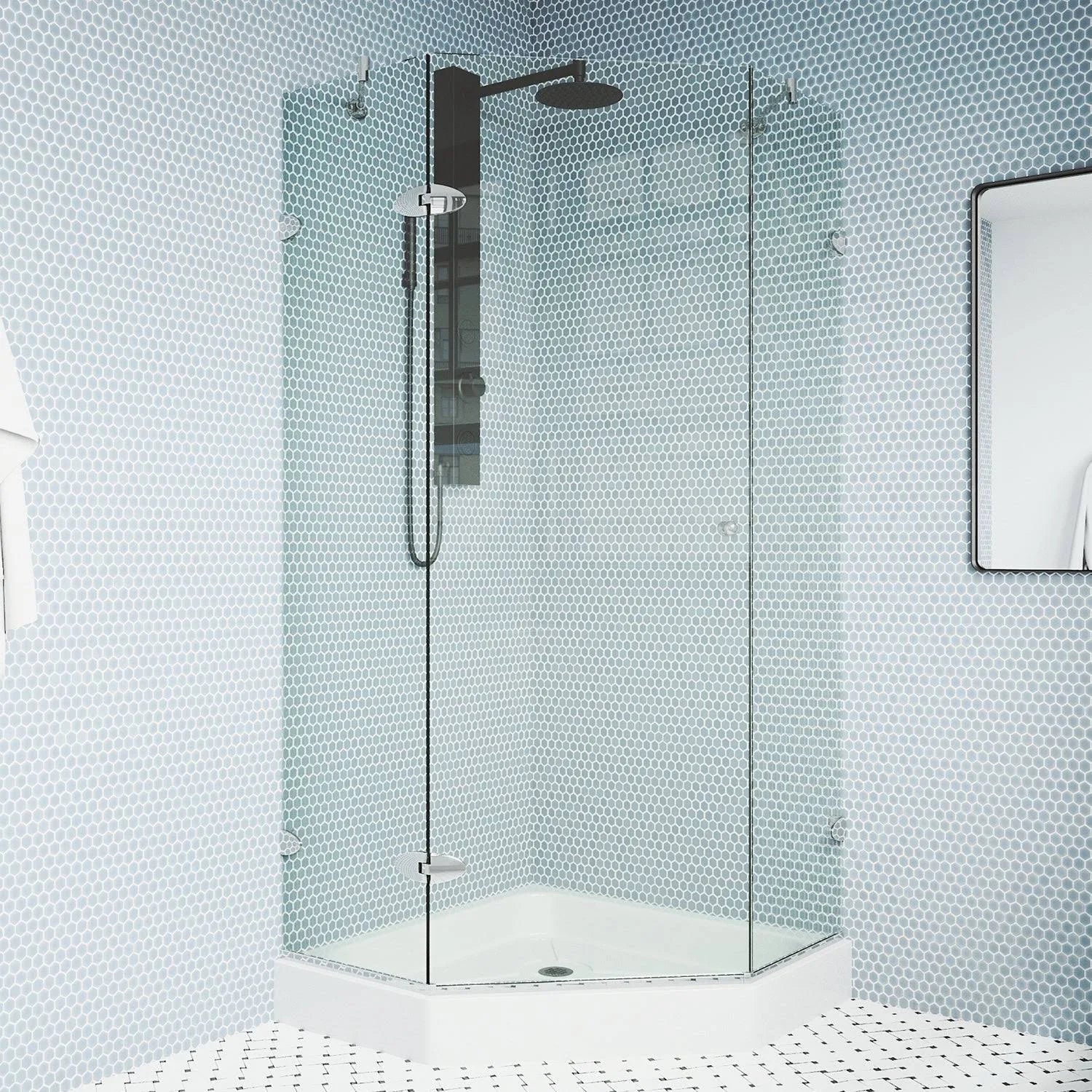 Frameless Neo-Angle Shower Enclosure with Base M159297