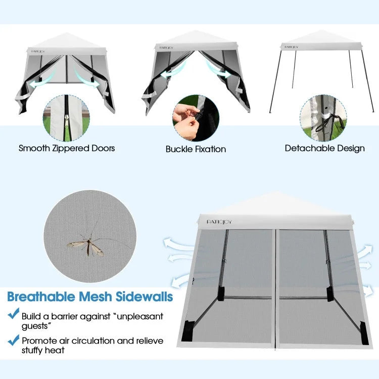 Pop-Up Canopy with Mesh Sidewalls - 10 x 10 Feet - UPF 50+ M841