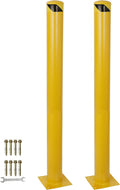 2Packs 48" Height Safety Bollard Yellow Powder Coat Parking Post with 4 Anchor Bolts M7109