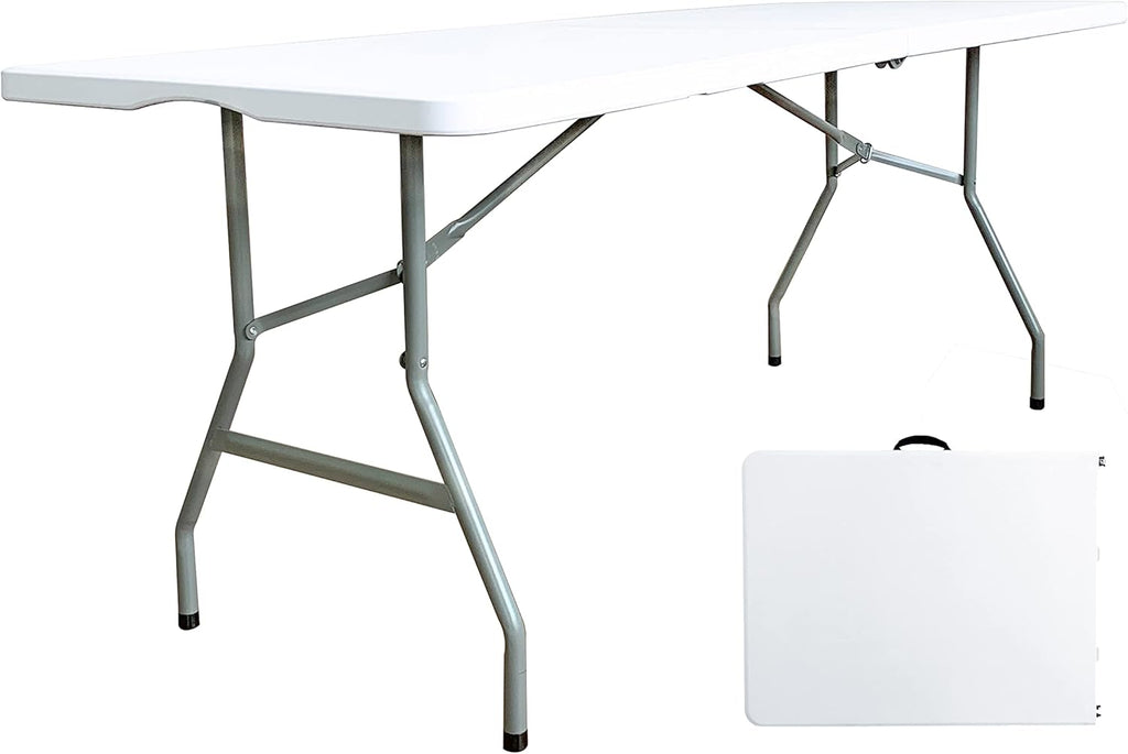 6 Foot Folding Table, Indoor Outdoor Portable Plastic Utility Table, White H11276