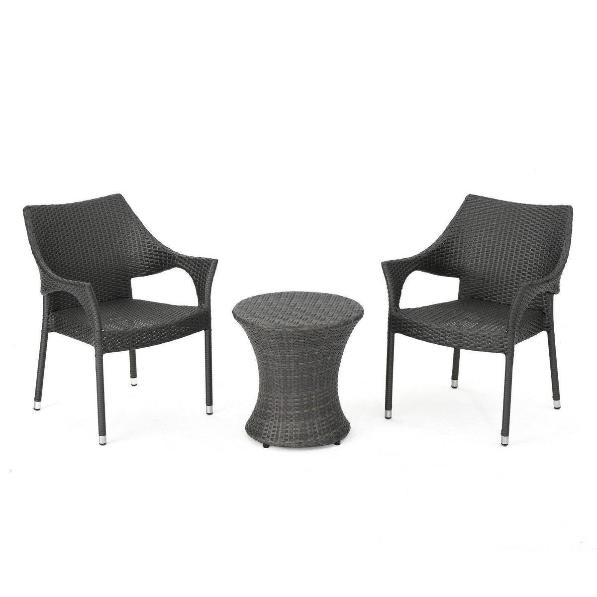 3PC Wicker Chat Set Gray U912312