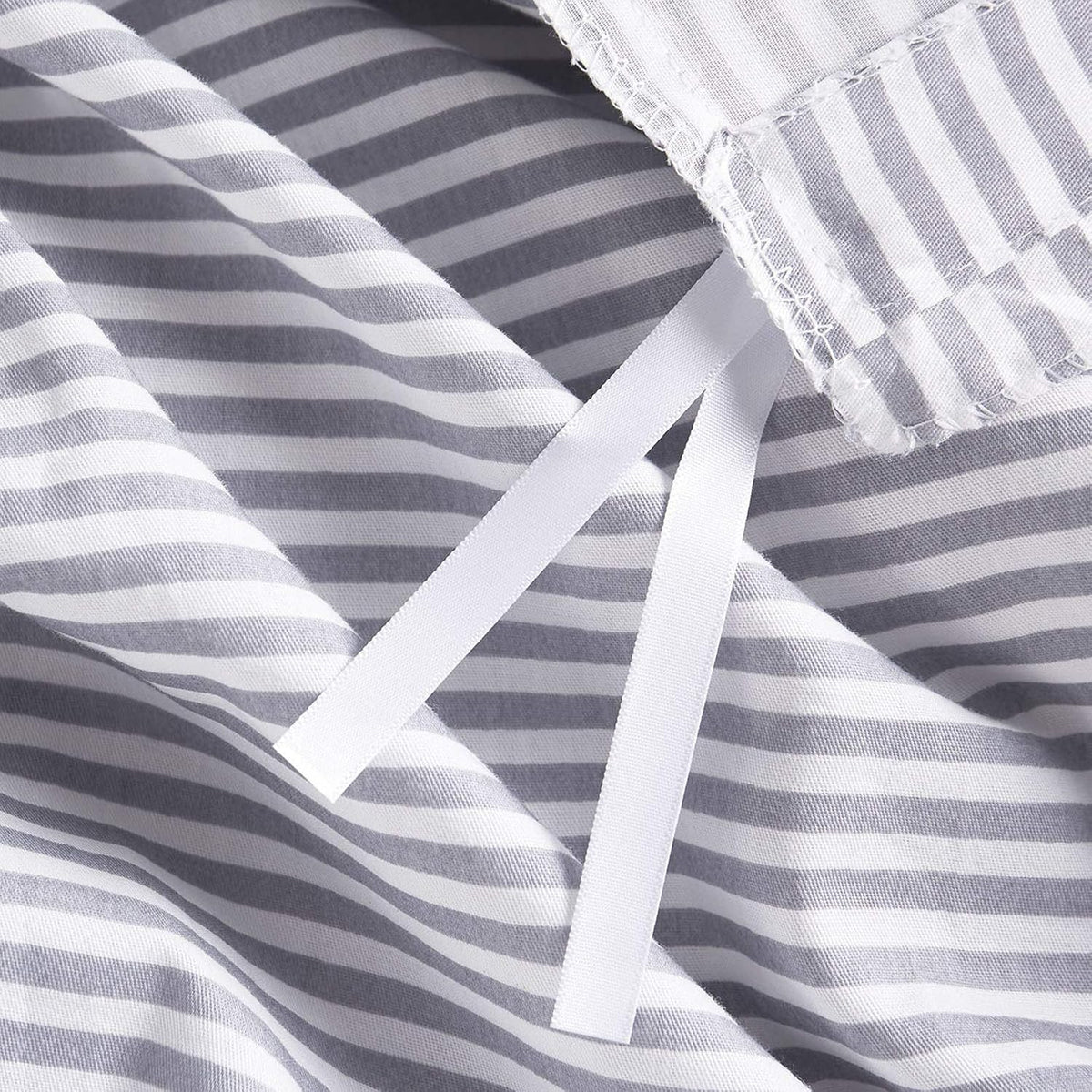 Gray White Striped 100% Cotton Duvet Cover Set, California King Size F928036