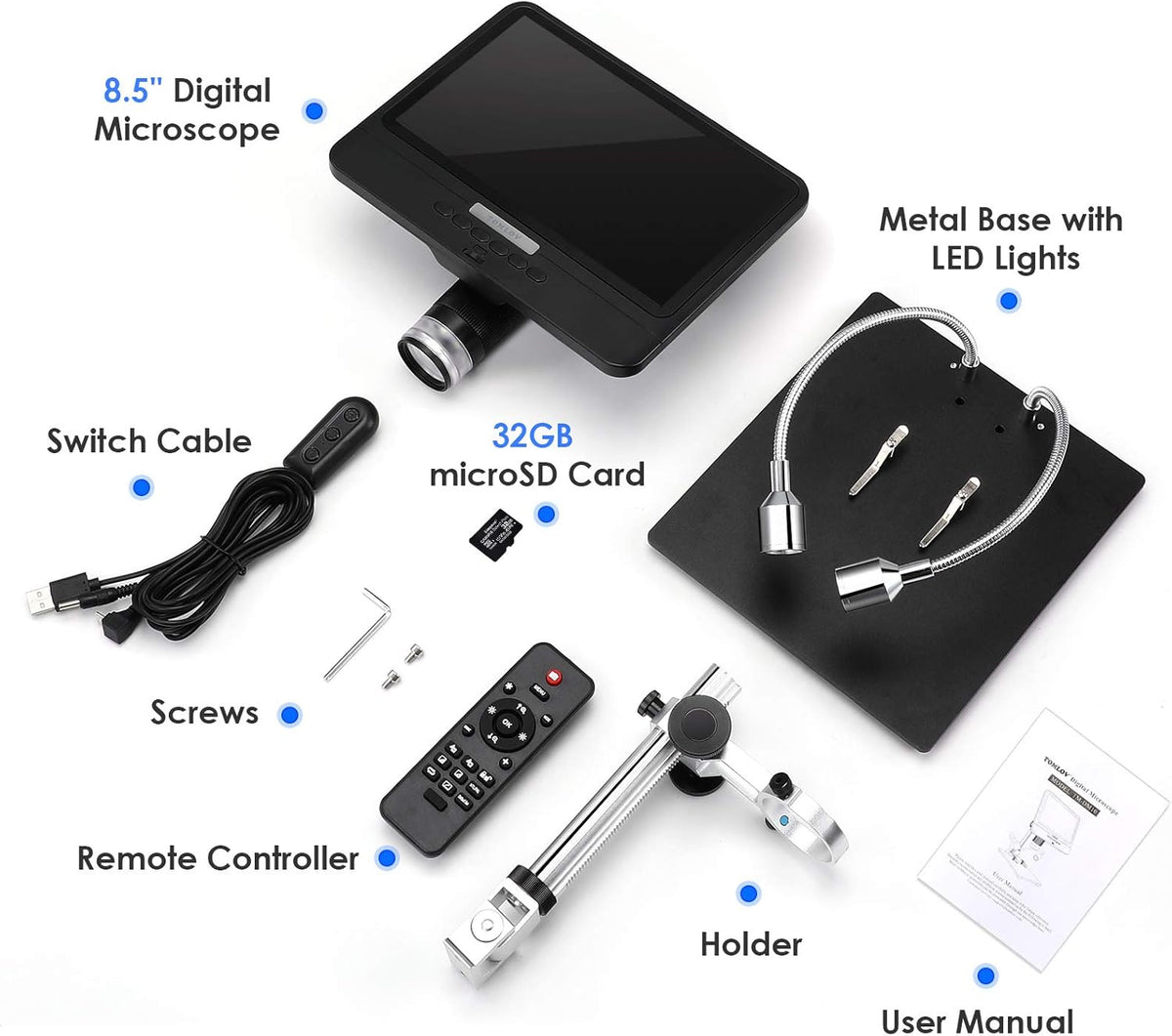 8.5'' Digital Microscope 50X-1300X with 12MP Camera N937782