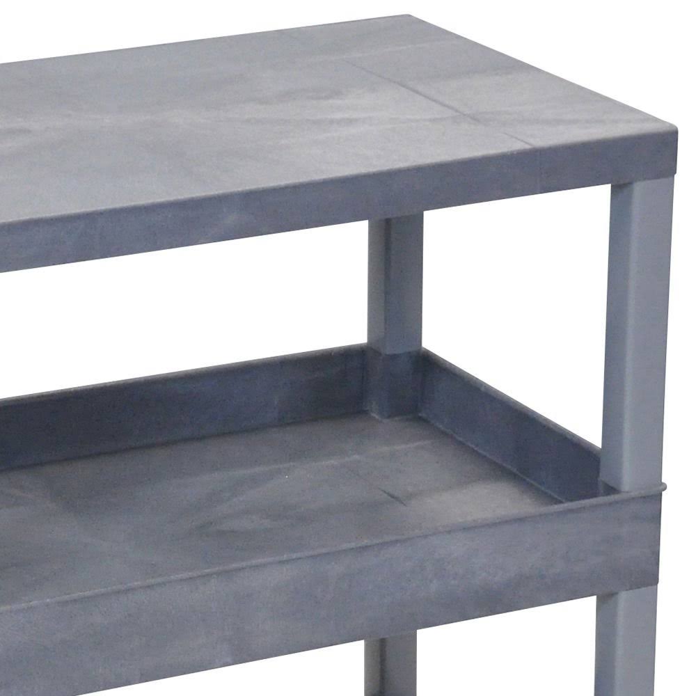 Gray 18x32 Cart with 2 Flat and 1 Tub Shelves E9547