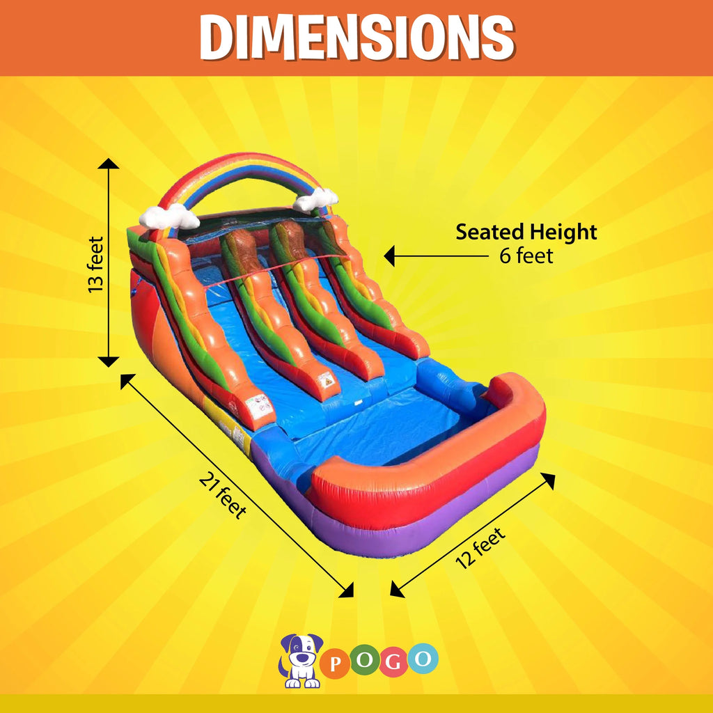 Rainbow Cloud Inflatable Double Water Slide with Blower, 13 Ft Z594024