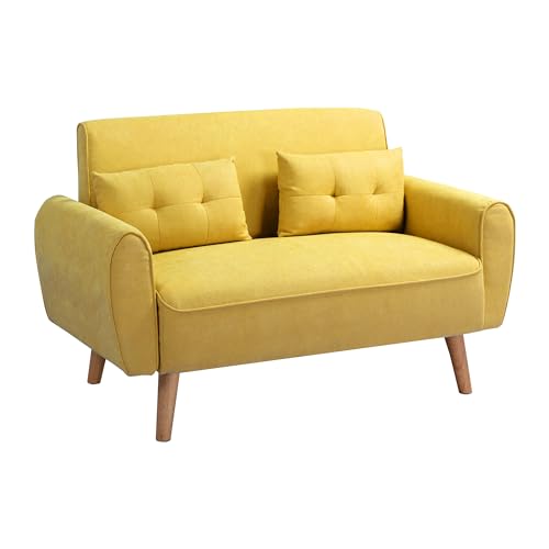 Dark Grey Linen Loveseat Sofa with 2 Pillows P744