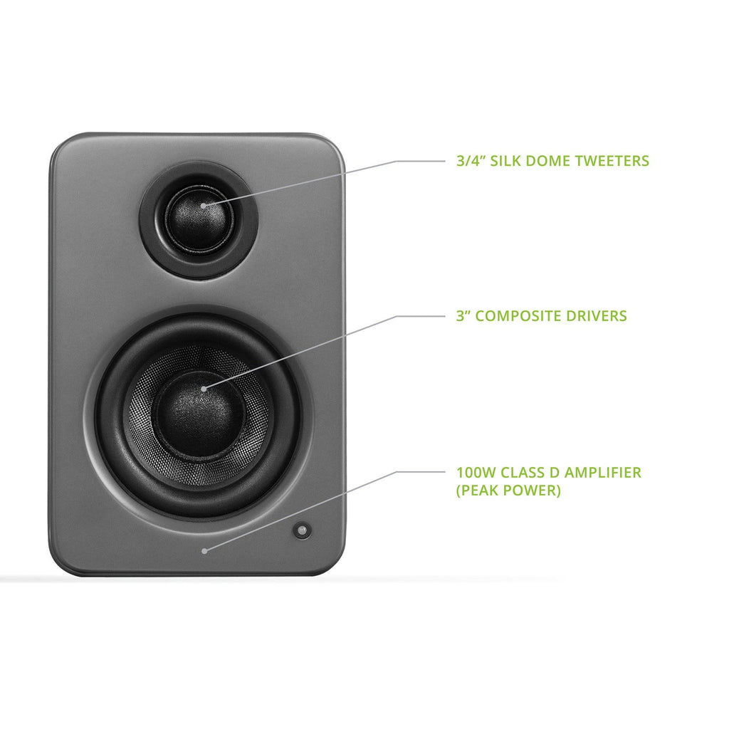 Matte Gray Powered Desktop Speakers V4409