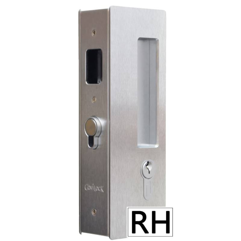 Magnetic Keyed Entry Pocket Door Lock Set with LH Snib, Satin Chrome D433027