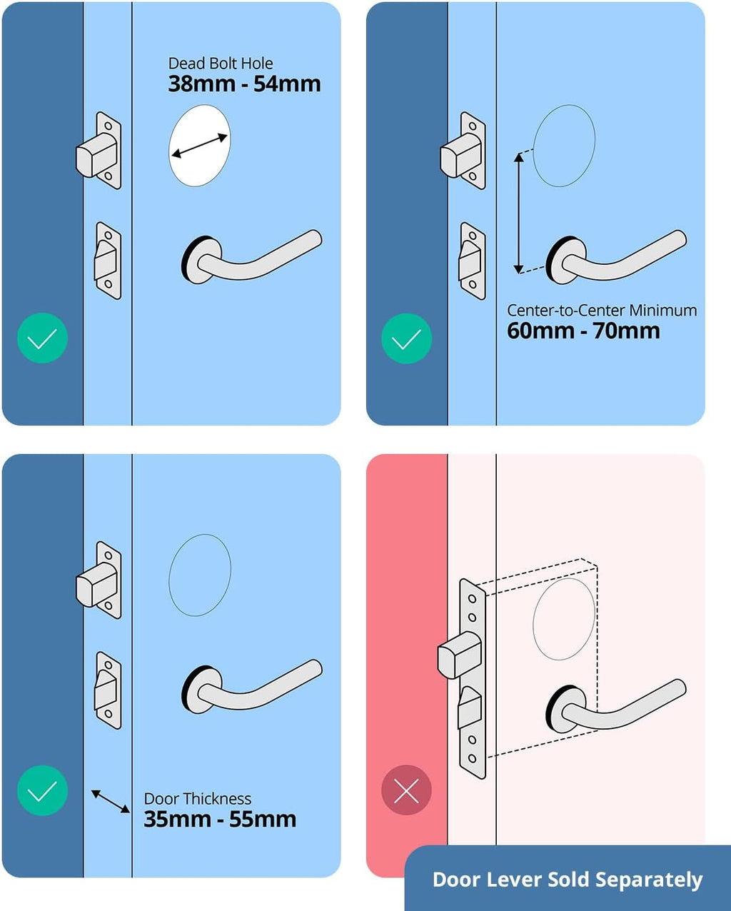 Smart Lock with Fingerprint Scanner and Touchscreen Keypad K543