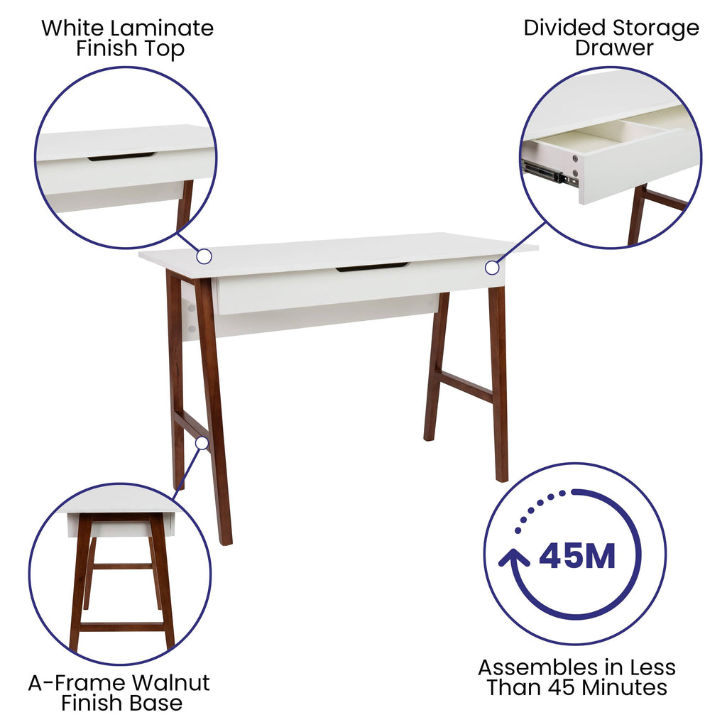 Black Writing Computer Desk with Drawer H95418