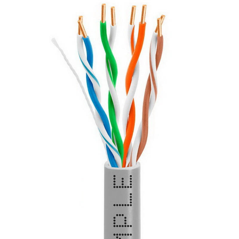 Plenum Cat5e Bulk Cable UTP 24AWG Bare Copper 1000ft Solid Gray C2912
